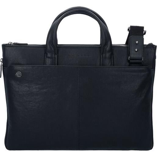 Piquadro cartella quadrata nera in pelle 42 cm scomparto per laptop nero