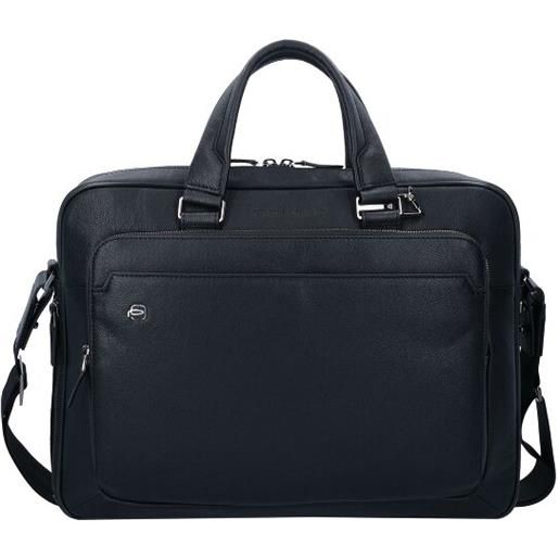 Piquadro cartella quadrata nera in pelle 40 cm scomparto per laptop nero