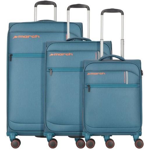 March15 Trading silhouette 4 ruote set di valigie 3 pezzi con piega di espansione verde