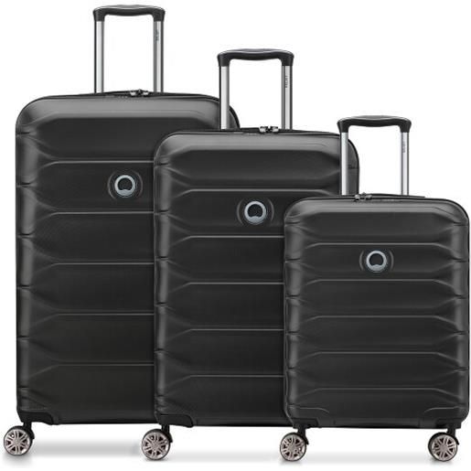 Delsey Paris meteor 4 ruote set di valigie 3 pezzi con piega di espansione nero