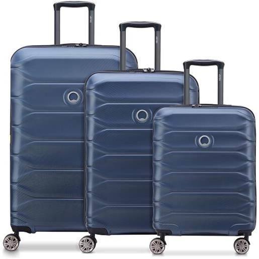 Delsey Paris meteor 4 ruote set di valigie 3 pezzi con piega di espansione blu