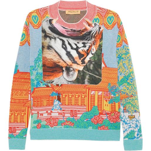 PENULTIMATE maglione con stampa grafica - blu