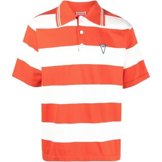 Kenzo polo a righe con stampa - arancione