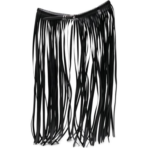 Déhanche cintura in pelle con frange - nero
