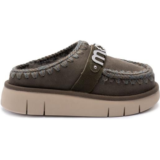 Mou slippers in pelle - marrone