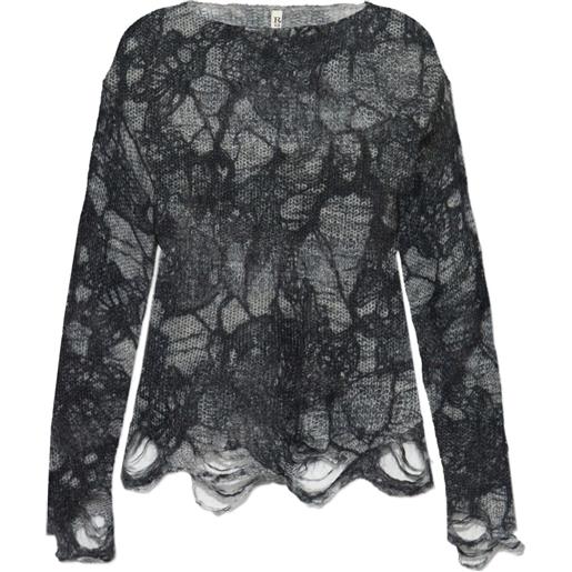 R13 maglione in maglia traforata - nero