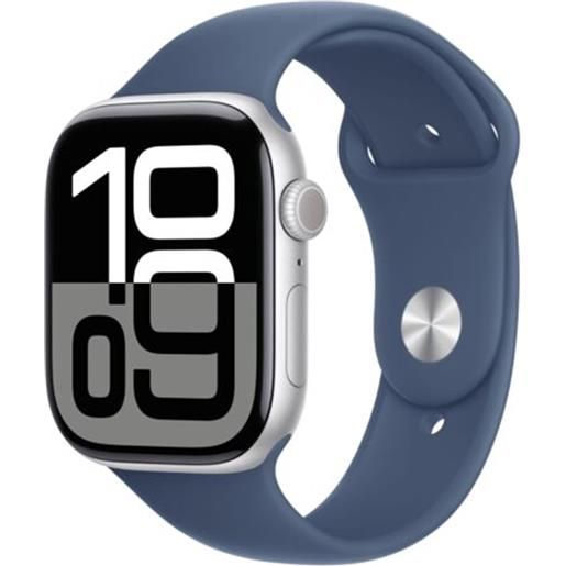 Apple watch series 10 gps 42mm silver aluminium case with denim sport band - s/m