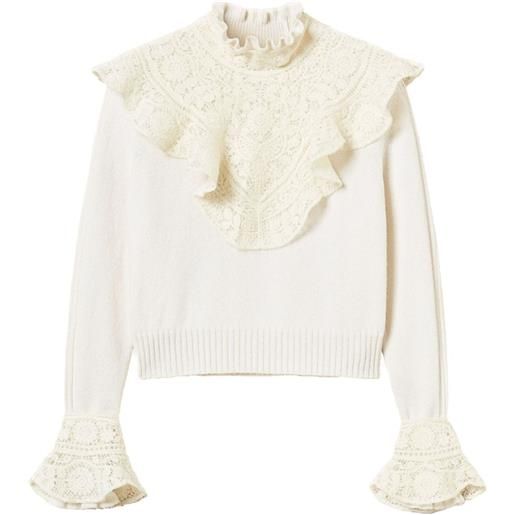 TWINSET maglione con ruches - bianco