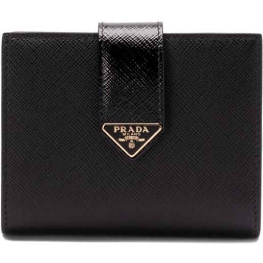 Prada portafoglio con logo a triangolo - nero