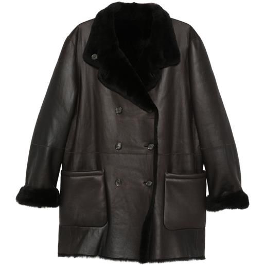 Giorgio Armani cappotto in shearling doppiopetto - marrone