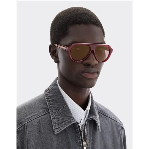 Ferrari occhiale da sole Ferrari in acetato rosso opale con lenti polarizzate viola specchiate oro - Ferrari collection rosso scuro os