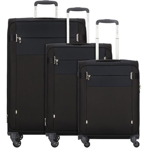 Samsonite citybeat 4 ruote set di valigie 3 pezzi con piega di espansione nero