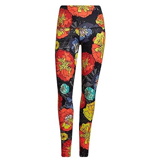 Adidas run flower tgt, leggings donna, black/bright red, 2xs