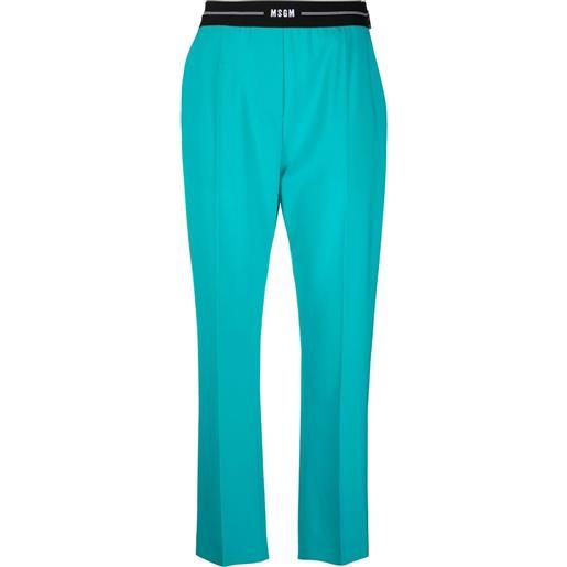 MSGM pantaloni sartoriali slim con logo - blu