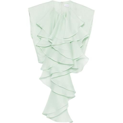Viktor & Rolf top in seta con ruches - verde