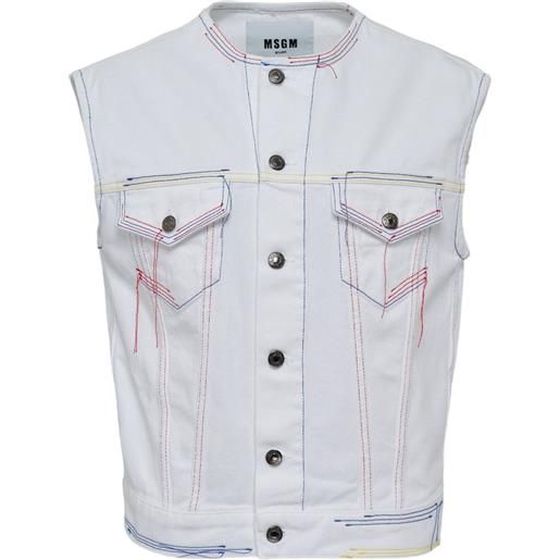 MSGM gilet denim con cuciture a contrasto - bianco