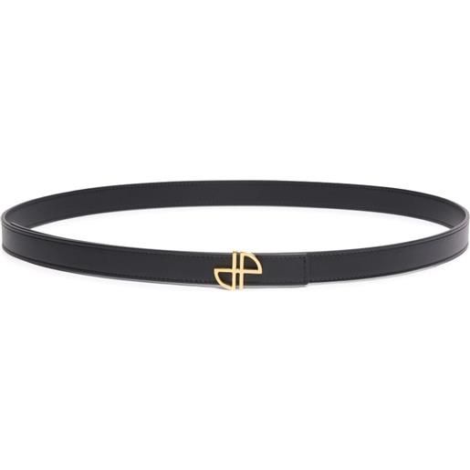 Patou cintura in pelle con monogramma jp - nero