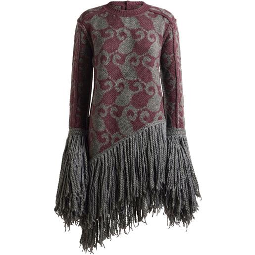 ETRO abito corto con frange - grigio