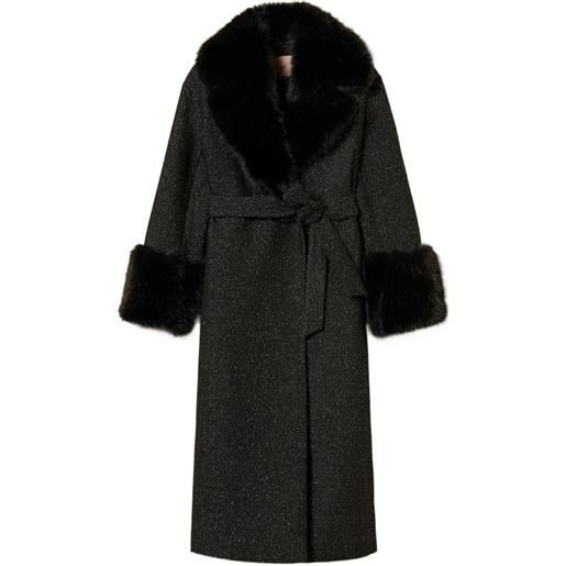 TWINSET cappotto con orlo in pelliccia sintetica - nero