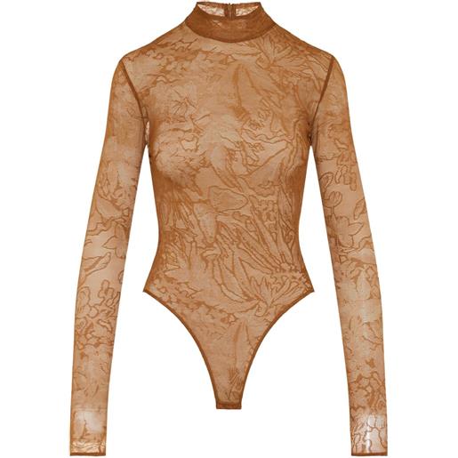 David Koma body a fiori - marrone