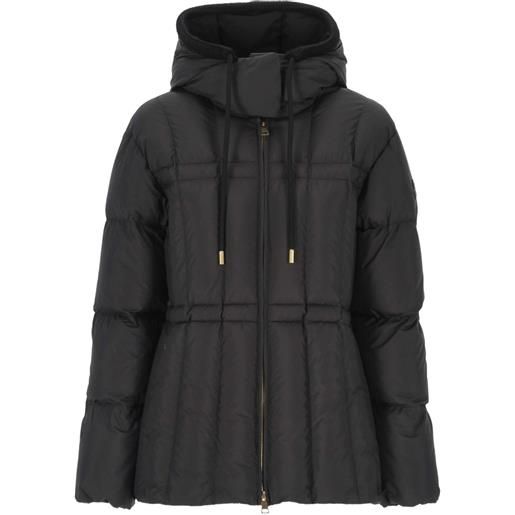 Moncler piumino trapuntato con cappuccio - nero