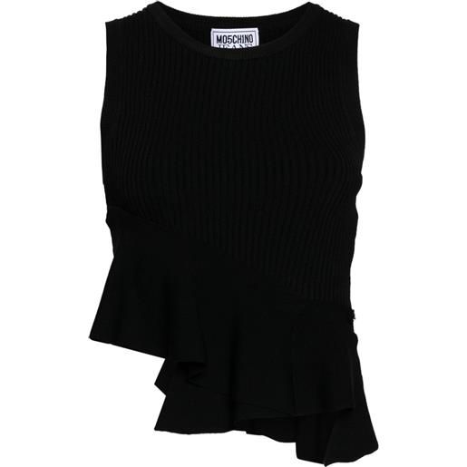 MOSCHINO JEANS top con ruches - nero