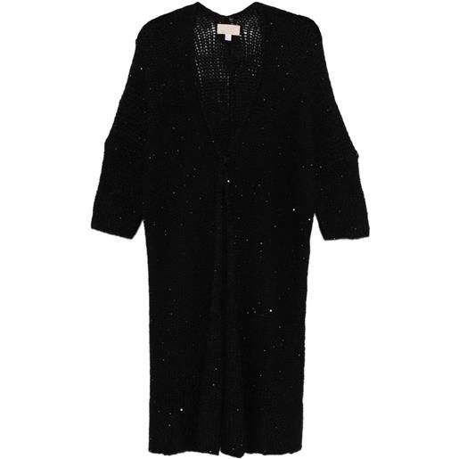 120% Lino cardigan con paillettes - nero
