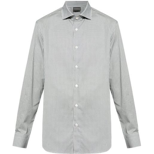 Emporio Armani camicia con stampa geometrica - bianco