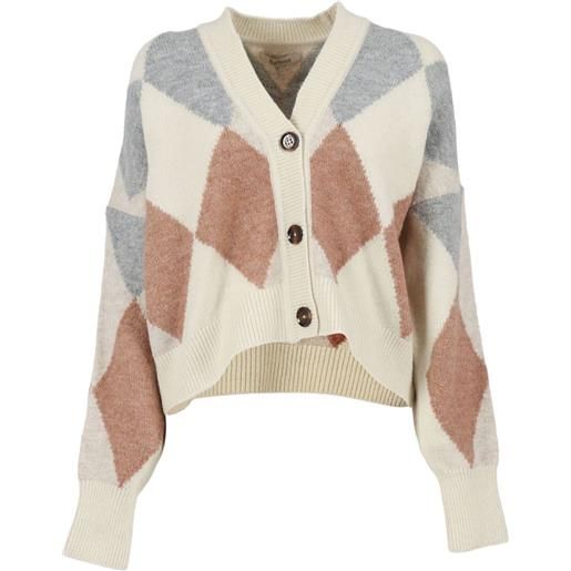 Barbour cardigan in misto lana con motivo a rombi - toni neutri