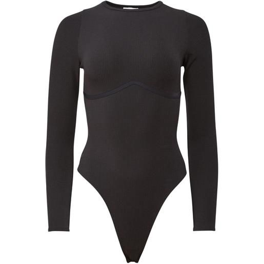 Fleur Du Mal body hourglass a maniche lunghe - nero