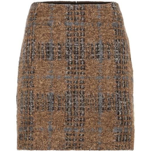 Brunello Cucinelli minigonna in tweed - marrone