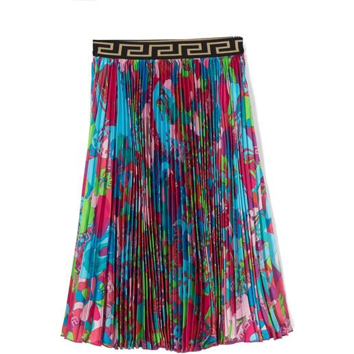 Versace Kids gonna plissettata a fiori - blu