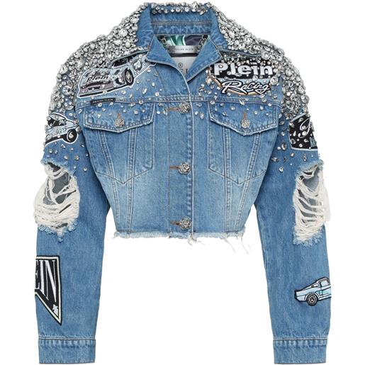Philipp Plein giacca denim crop - blu