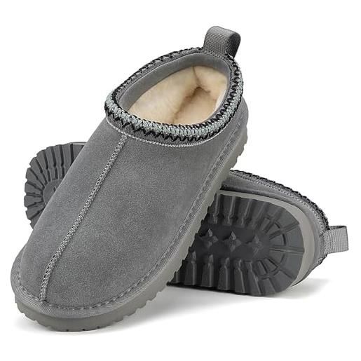 Mishansha pantofole donna invernali ciabatte pelose inverno scarpe casa slippers caldo comode antiscivolo pantofola per interni esterni grigio 36