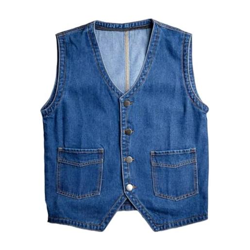 Cicilin Gilet Uomo Senza Maniche Slim Fit In Cotone - Stile Vintage Retrò Con Bottoni - Taglie Asiatiche Da M A 3XL - Include Catena