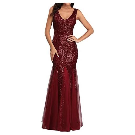 Daikascbny abito elegante vintage da donna per damigella d'onore, cerimonia, banchetto - vestito lungo da sera curvy con spalline e ruffles per cocktail