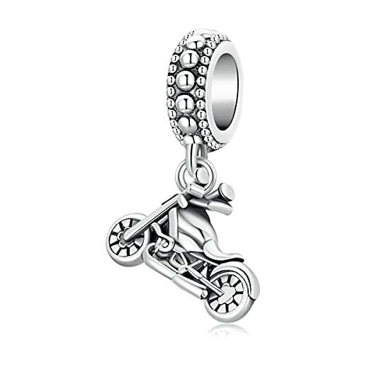 Teleye fantastico fascino motocicletta in argento sterling 925 adatto per collana con bracciale pandora