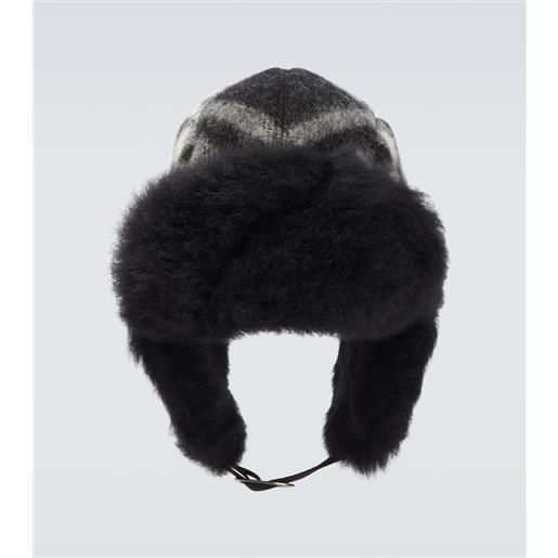 Burberry cappello in lana Burberry check con shearling