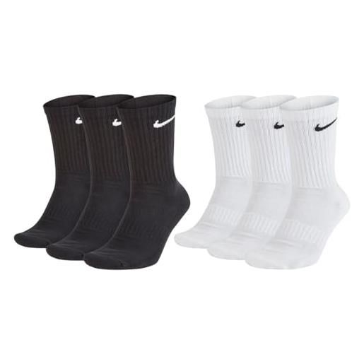 Nike - 8 paia di calzini lunghi unisex, bianco o nero o bianco, grigio, nero, set, colore: nero, taglia: 42-46, nero , 42-46