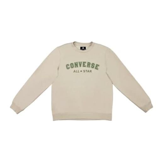Converse felpa da uomo classic beige/verde, beige, xxl