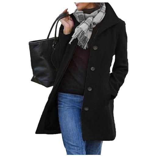 Generic cappotto invernale da donna, casual, spesso, in misto lana, con collo alto, lungo e alla moda