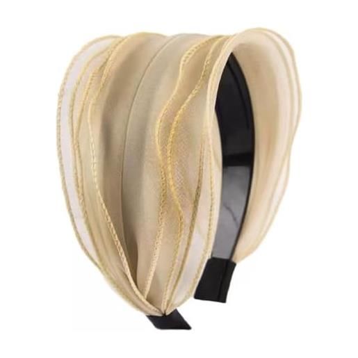 Whakano fascia per capelli in organza per donna, larga, alla moda, accessorio per capelli per donne e donne, per tutti i giorni, trucco, compleanno, feste, vacanze, yoga, matrimonio, champagne