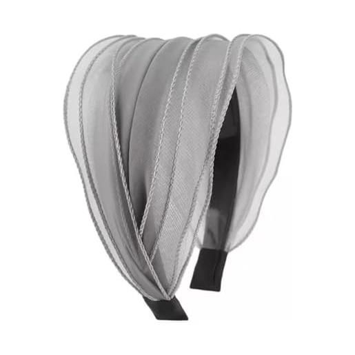 Whakano fascia per capelli in organza per donna, larga, alla moda, accessorio per capelli per donne e donne, per tutti i giorni, trucco, compleanno, feste, vacanze, yoga, matrimonio, grigio chiaro