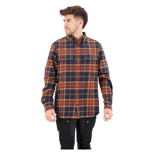Fjällräven camicia da uomo övik in twill per tutti i giorni all'aperto, foglia autunnale/blu navy scuro, xl
