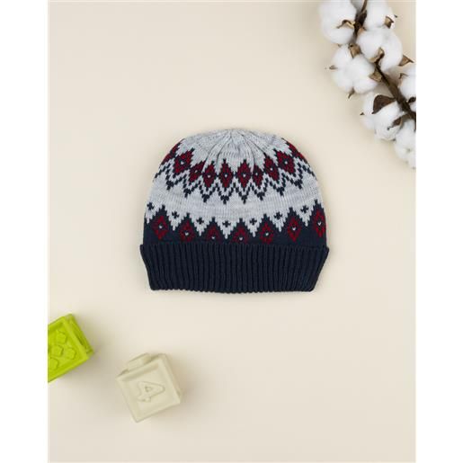 Prénatal cappello bimbo blu/grigio greche