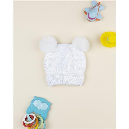 Prénatal cappello bimba bianco pon pon