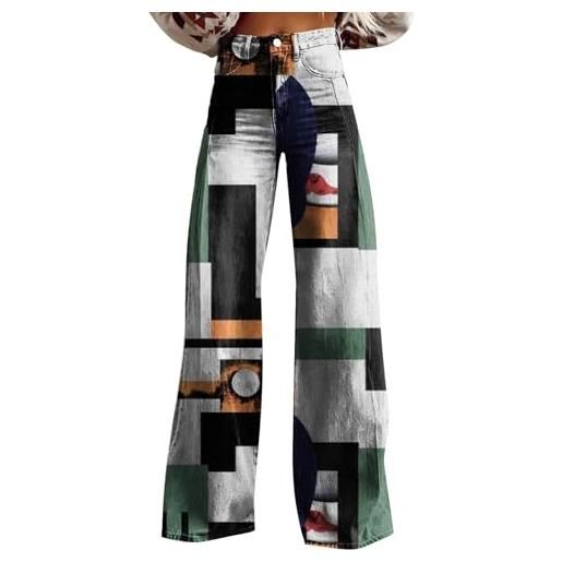 Fannyfuny jeans gotico baggy in denim gamba dritta vita alta con tasche pantalone larghi tinta unita y2k curvy pantalone leopardati donna casual elasticizzati classico denim attillati comodo allentato slim fit