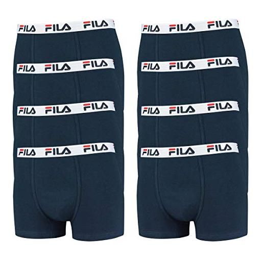 FILA boxer uomo 8 pack - logo pants cotton stretch - aderente - bequem - selezione colore - blu-navy, m - 8 pack