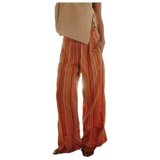 Jeans da Jogger Larghi alla Caviglia con Coulisse Pantaloni da Donna in Denim Tinta Unita con Graffi Pantaloni in Denim Elastico Tutto Abbinato