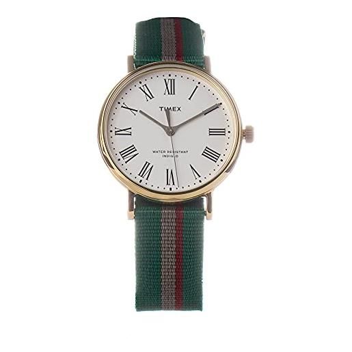 Timex Weekender Unisex 37mm: Orologio Dal Design Iconico, Quadrante Bianco, Cinturino Verde E Illuminazione INDIGLO®